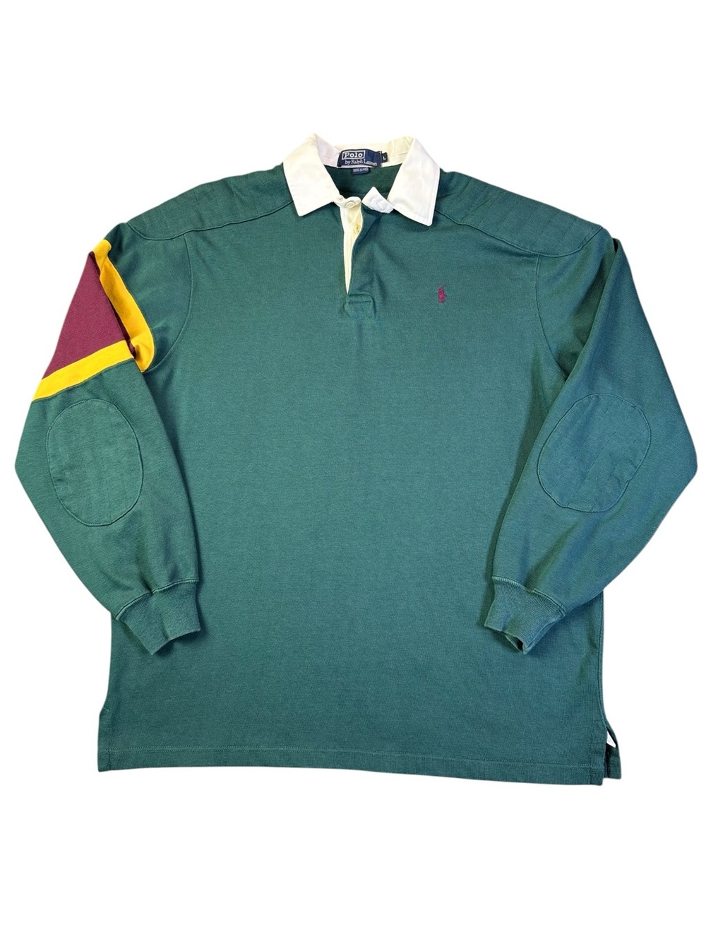 Vintage 90’s Polo by Ralph Lauren Rugby Shoulder & Elbow Pads Green Longsleeve L